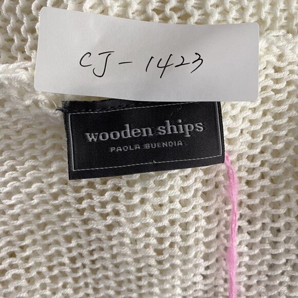 Wooden Ships Open Front Wrap Cardigan Sweater S/M White Open Knit NWT CJ-1423 - Picture 2 of 11